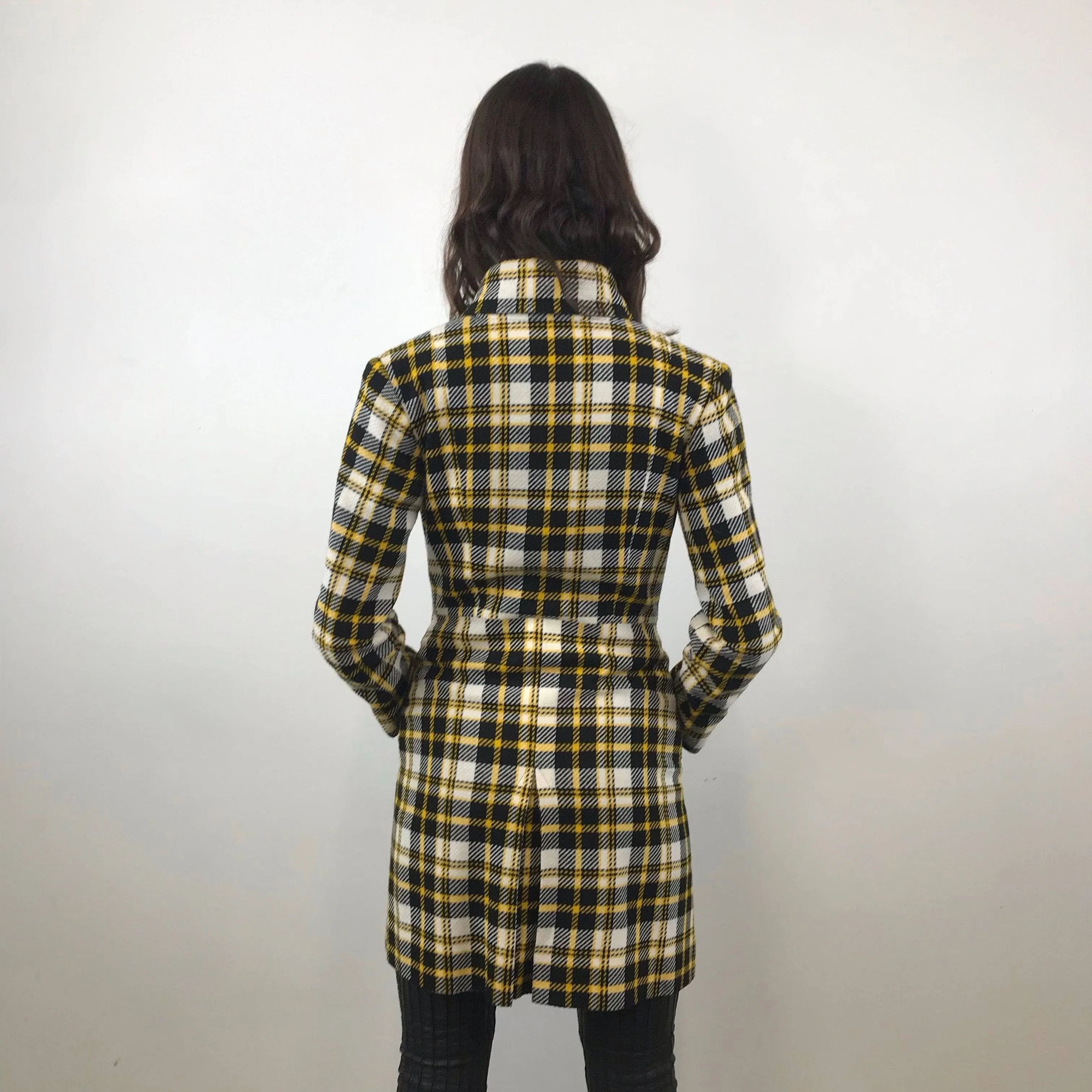 1970s Tuxedo Style Checkered Coat S