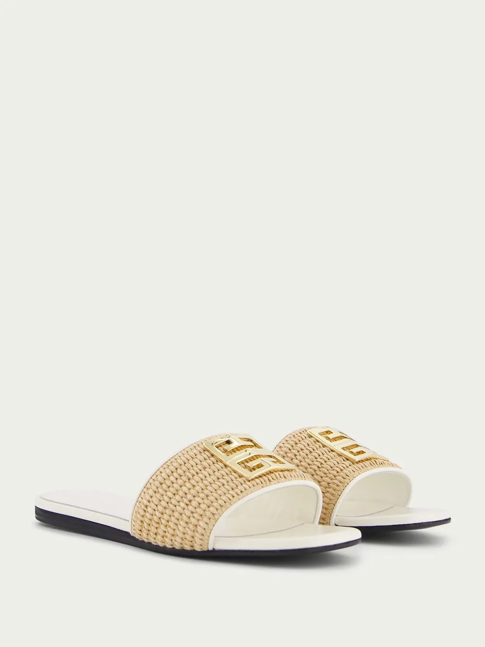 4G Raffia Flat Mules