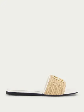 4G Raffia Flat Mules