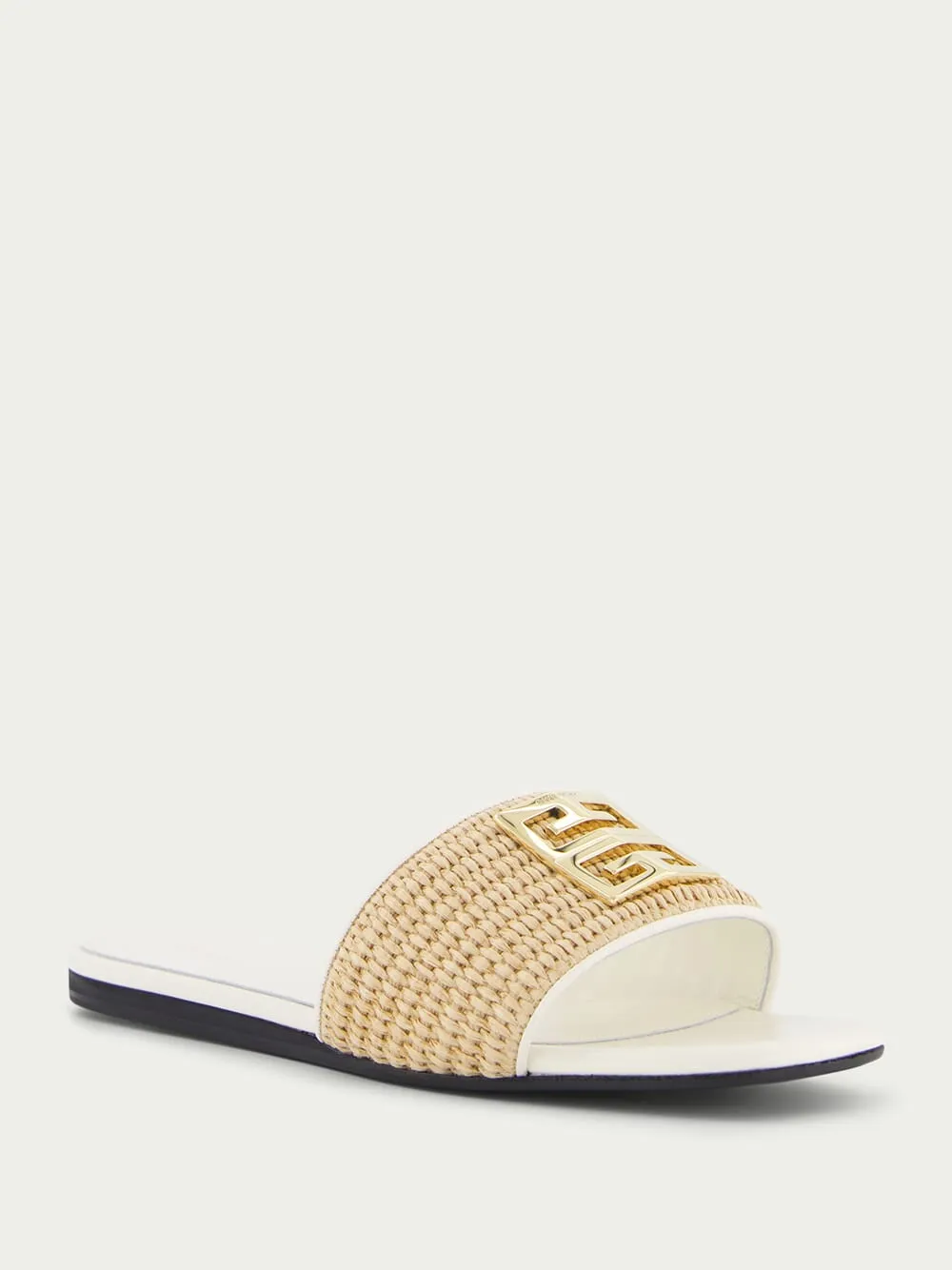 4G Raffia Flat Mules