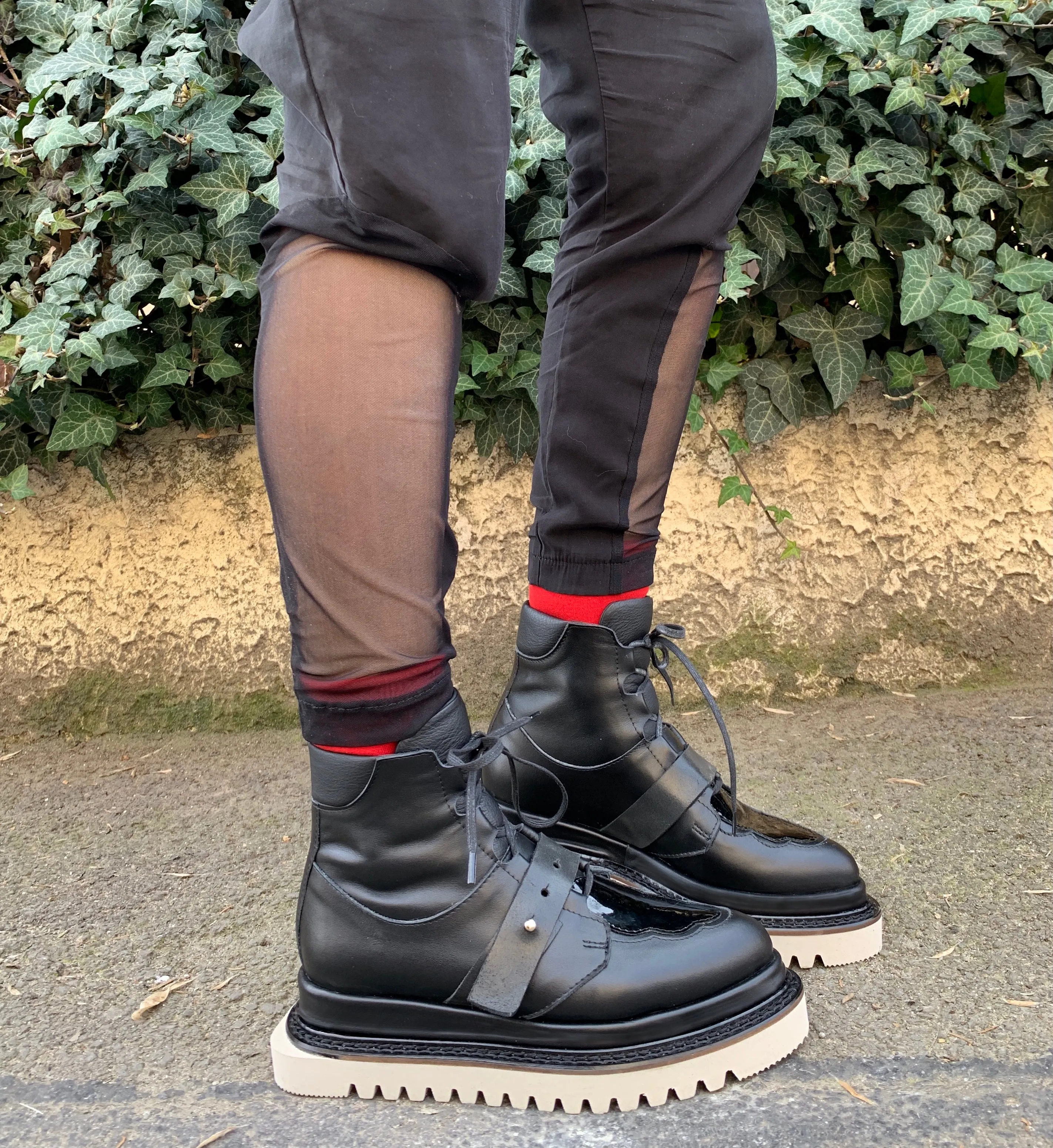 Acid Cloud black leather ankle boots