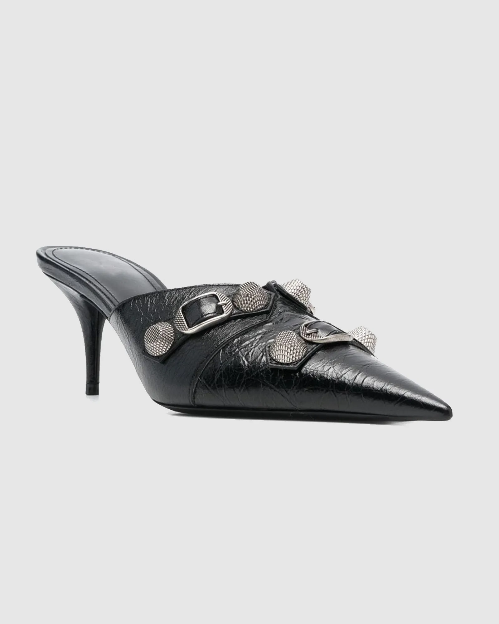 Afra Rivet Embellished Leather Mules In Black