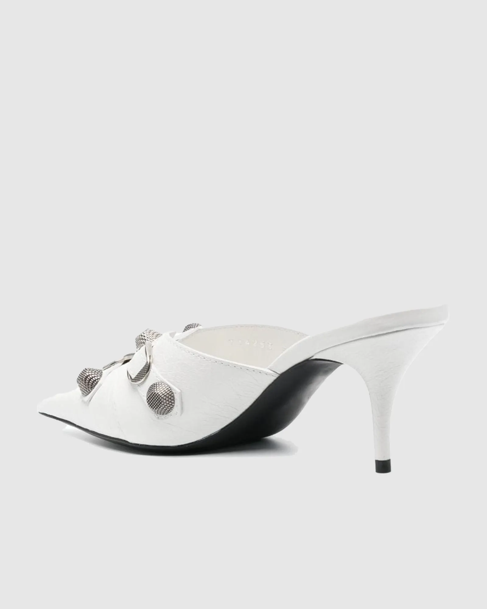 Afra Rivet Embellished Leather Mules In White