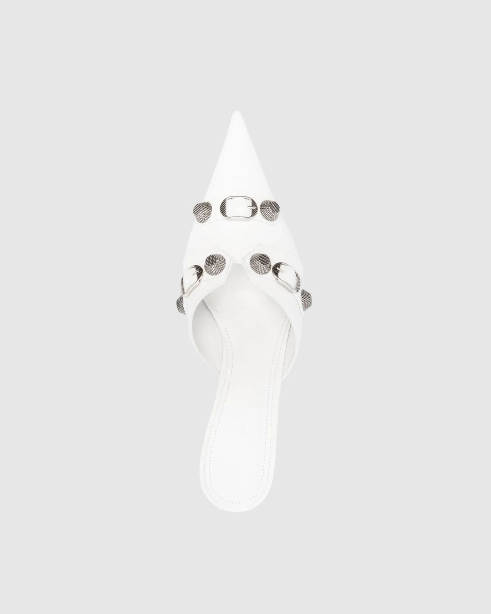 Afra Rivet Embellished Leather Mules In White
