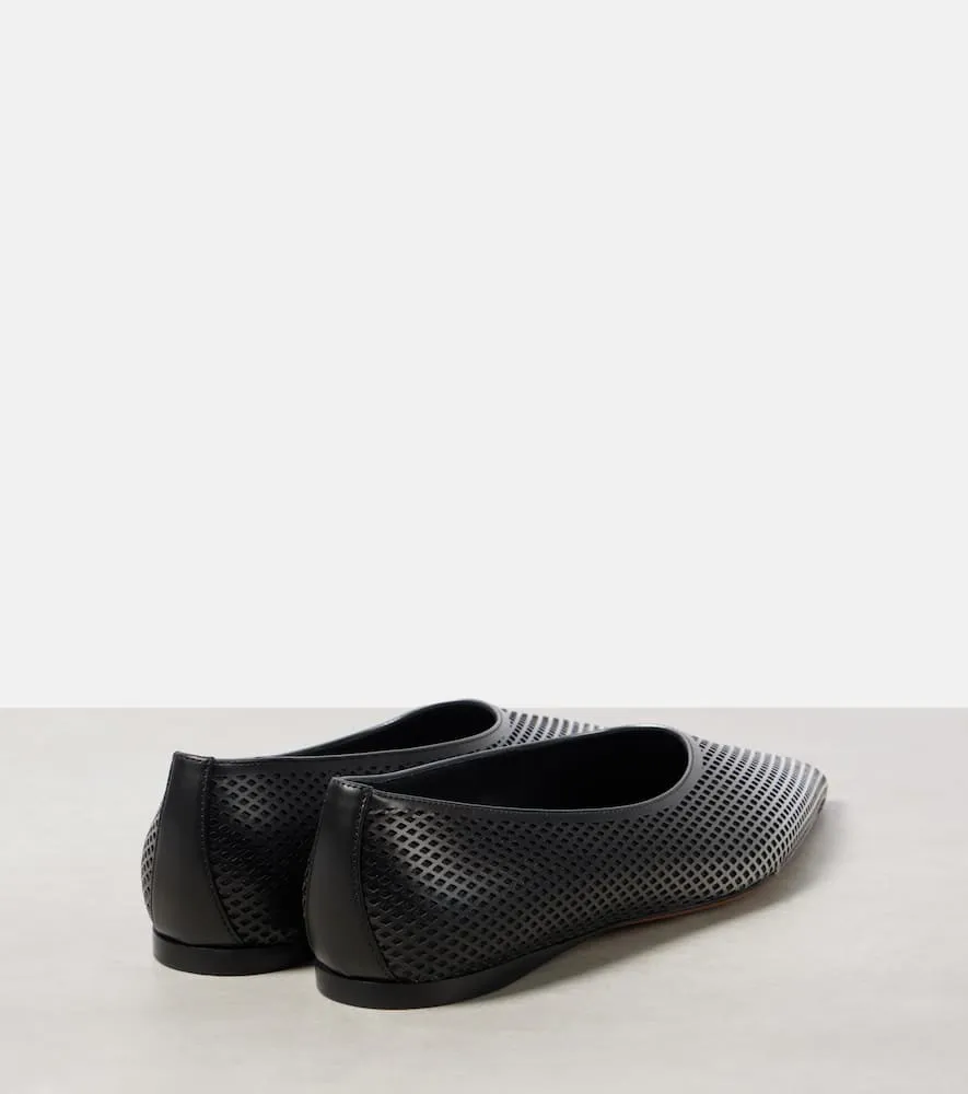 Alaia D√É¬©grad√É¬© fishnet leather ballet flats