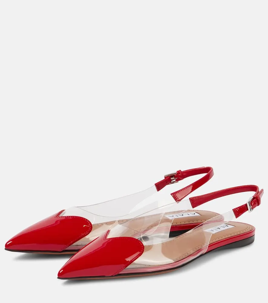 Alaia Le C√Ö¬ìur patent leather and PU slingback flats