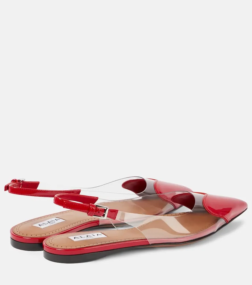 Alaia Le C√Ö¬ìur patent leather and PU slingback flats