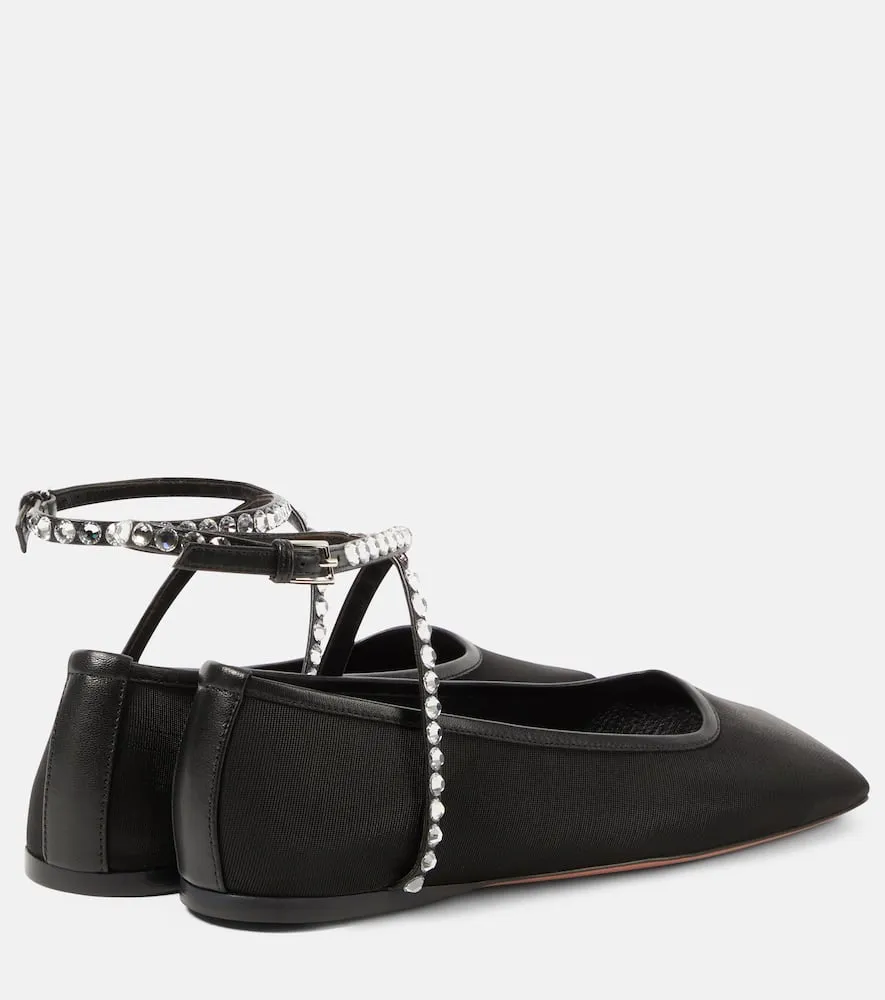 Amina Muaddi Ane crystal-embellished mesh flats