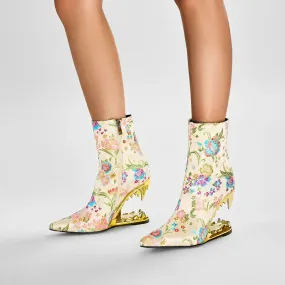 Amélie – Bestickte Damen-Stiefeletten mit Absatz