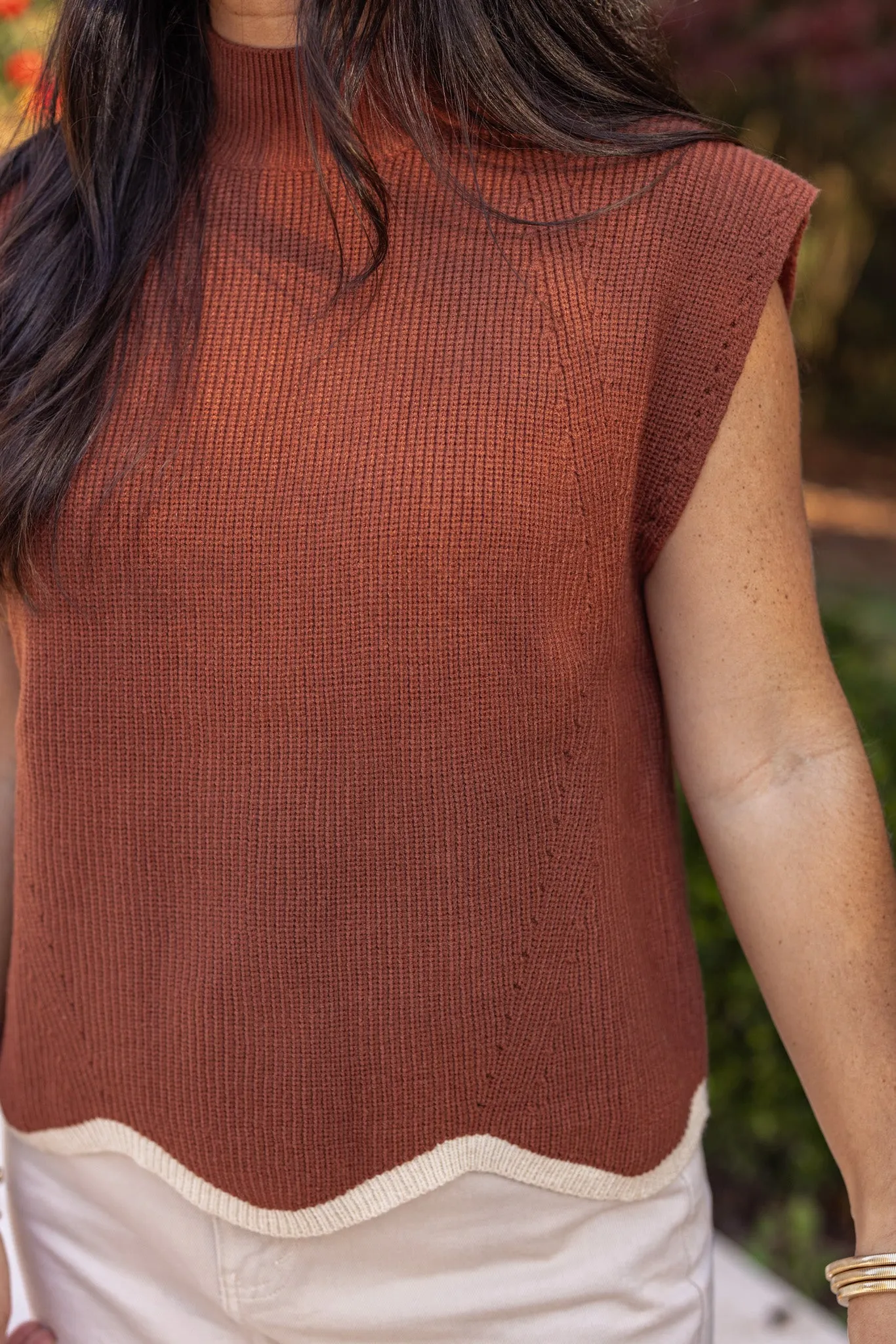 Autumn Glow Brown Ribbed Sweater
