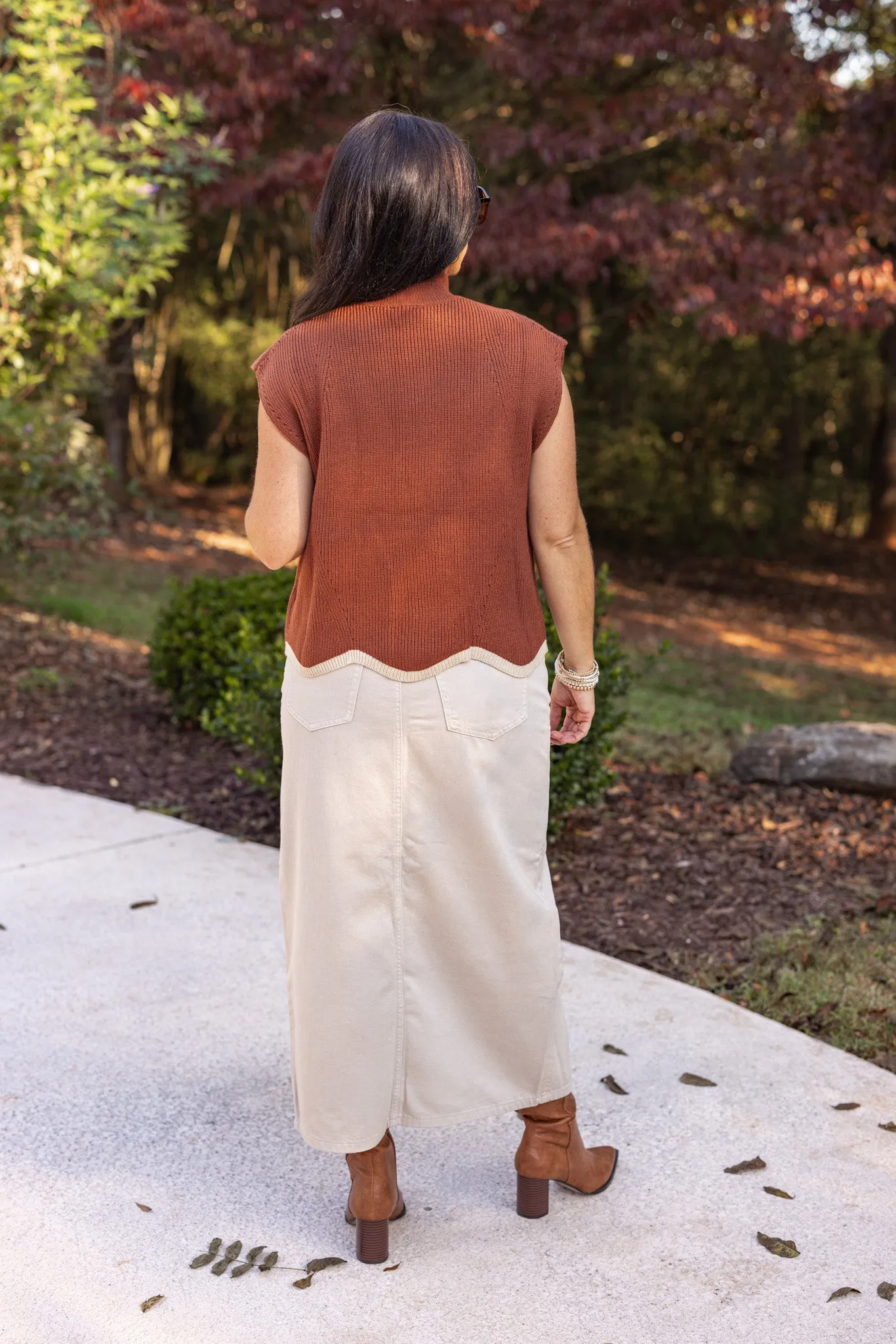Autumn Glow Brown Ribbed Sweater