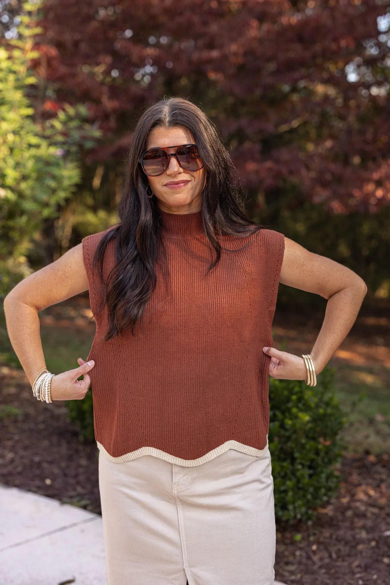 Autumn Glow Brown Ribbed Sweater