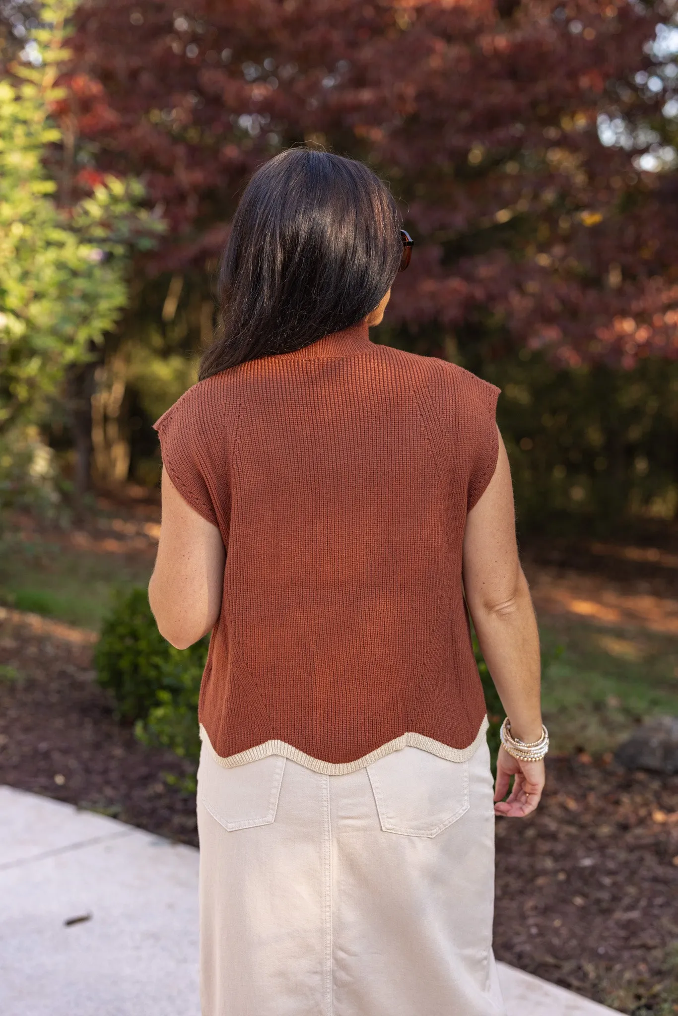 Autumn Glow Brown Ribbed Sweater