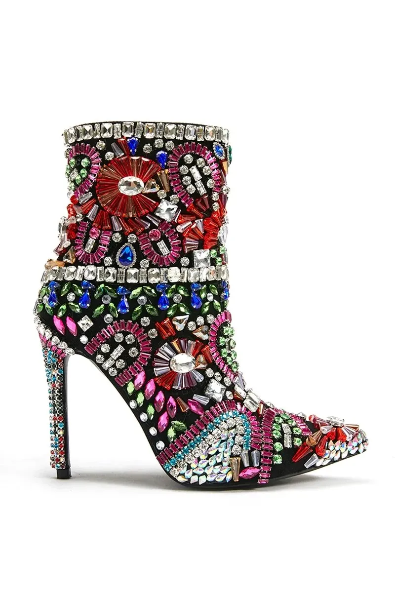 Azalea Wang Inspired Crystal Mid Calf Boots