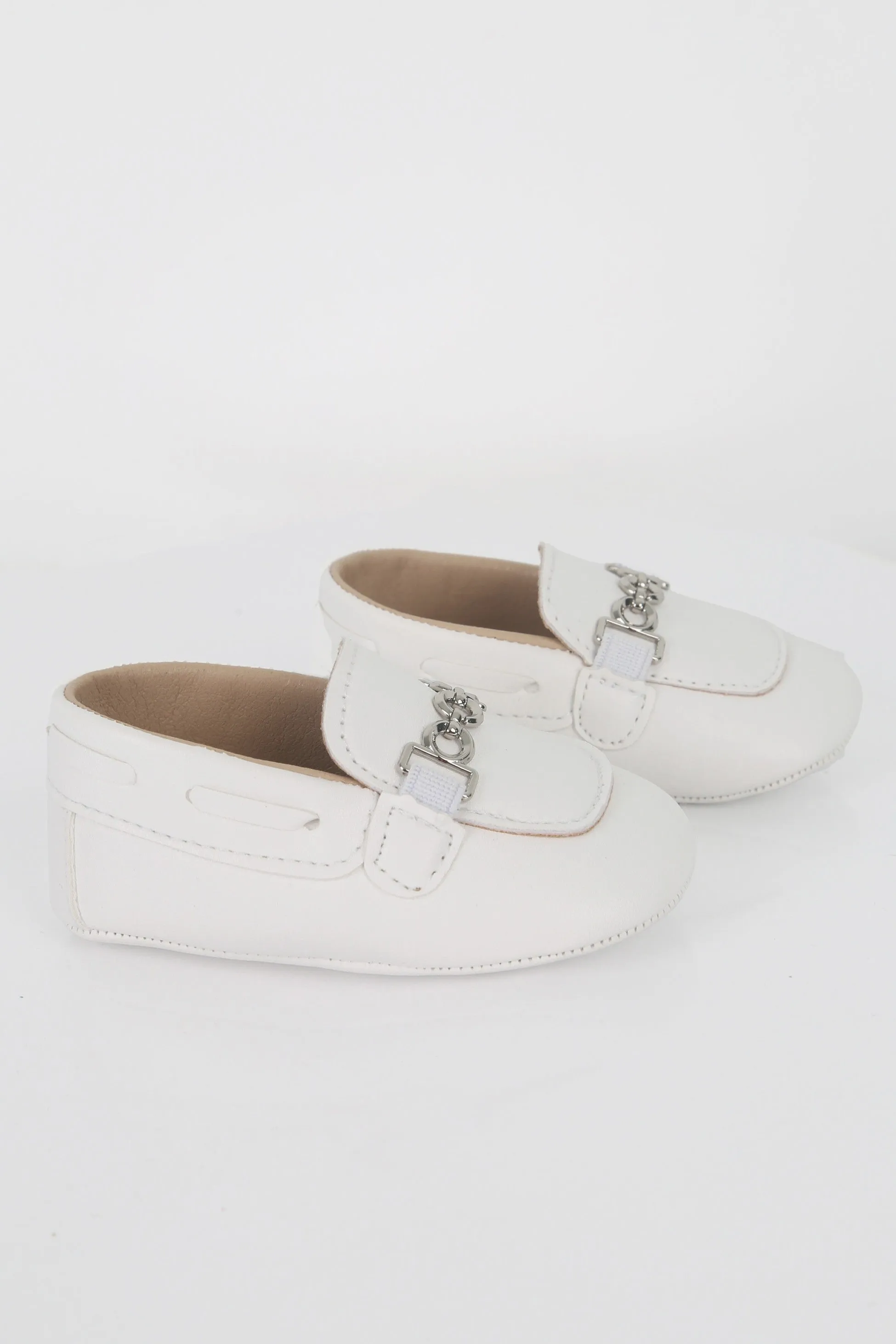 Baby Boys Pre-walker Loafer with Metal Charm - ALDOLFO - White