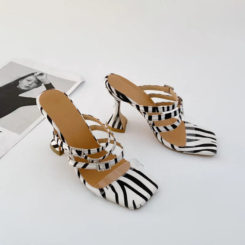 BerriesJam - Buckles Pumps Peep Toe Super High Heels