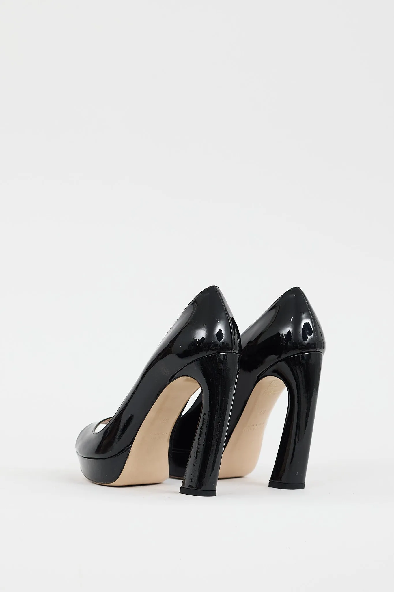 Black Patent Curved Heel Pump
