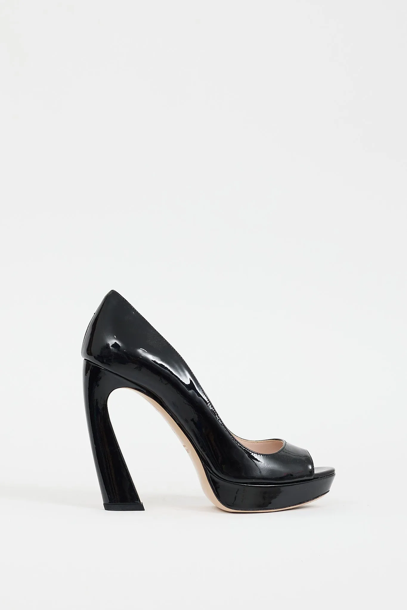 Black Patent Curved Heel Pump