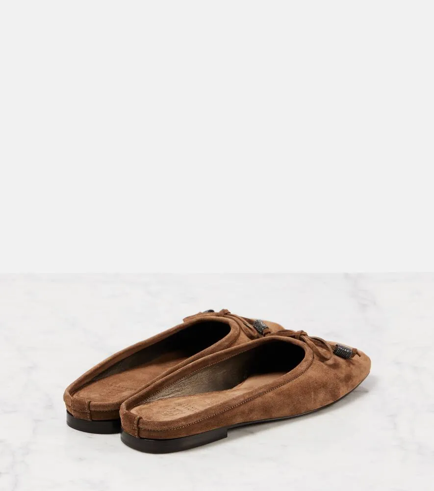 Brunello Cucinelli Monili bow-detail suede mules
