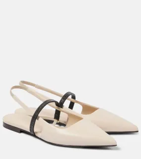 Brunello Cucinelli Pointy leather slingback pumps