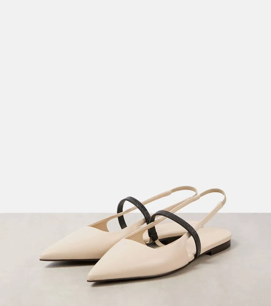 Brunello Cucinelli Pointy leather slingback pumps