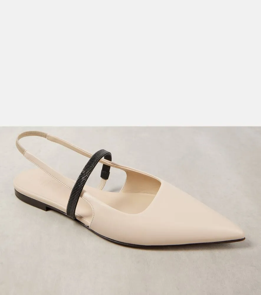 Brunello Cucinelli Pointy leather slingback pumps
