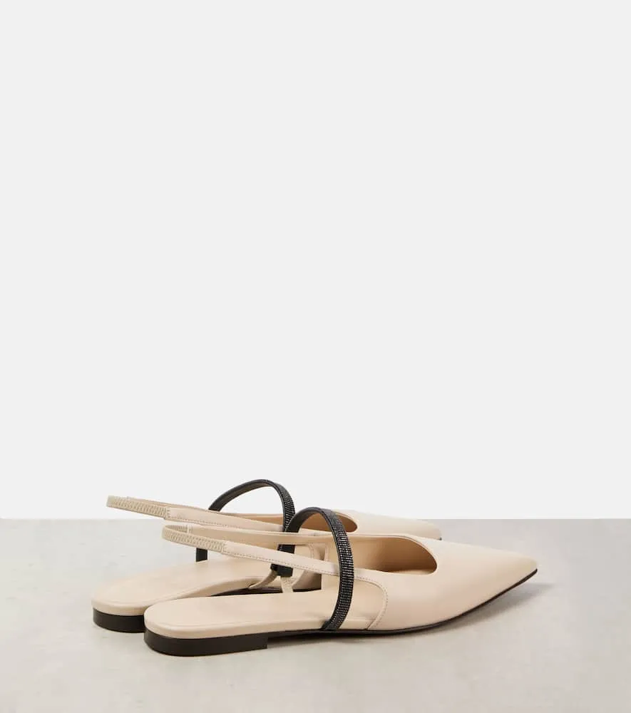 Brunello Cucinelli Pointy leather slingback pumps