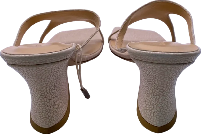 By Far Beige Cruz stingray-effect leather mules EUR 37 UK 4
