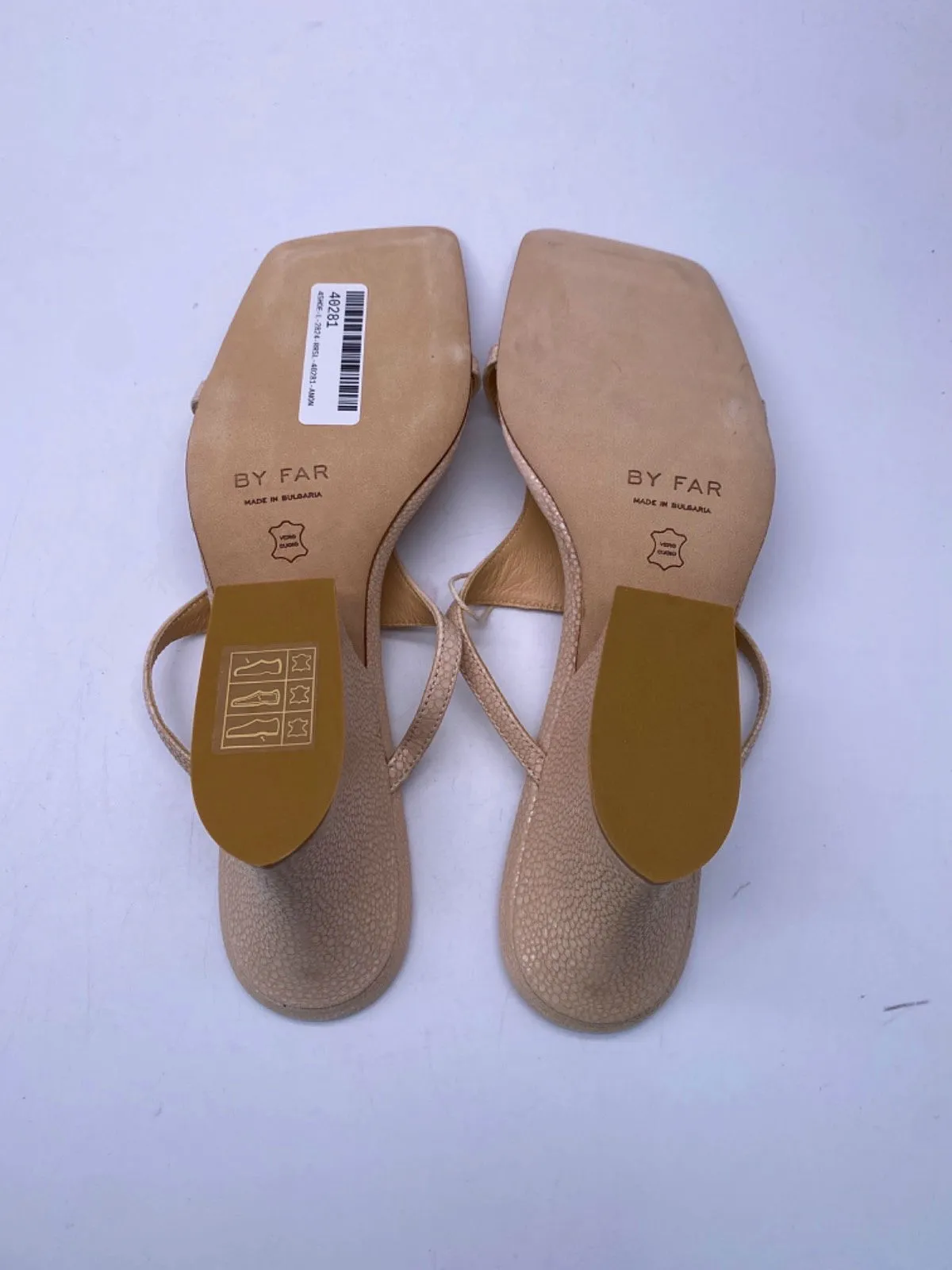 By Far Beige Cruz stingray-effect leather mules EUR 37 UK 4