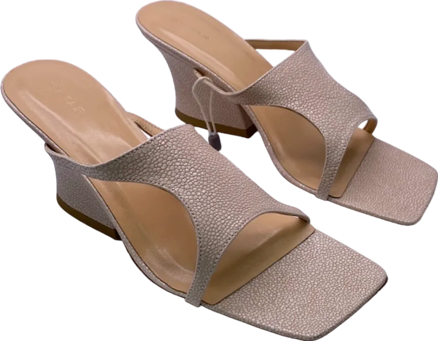 By Far Beige Cruz stingray-effect leather mules EUR 37 UK 4
