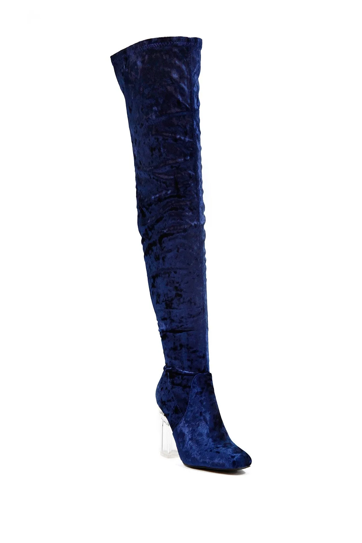 Cape Robbin Fay-15 Over The Knee Stretch Glass Heel Thigh High Boots