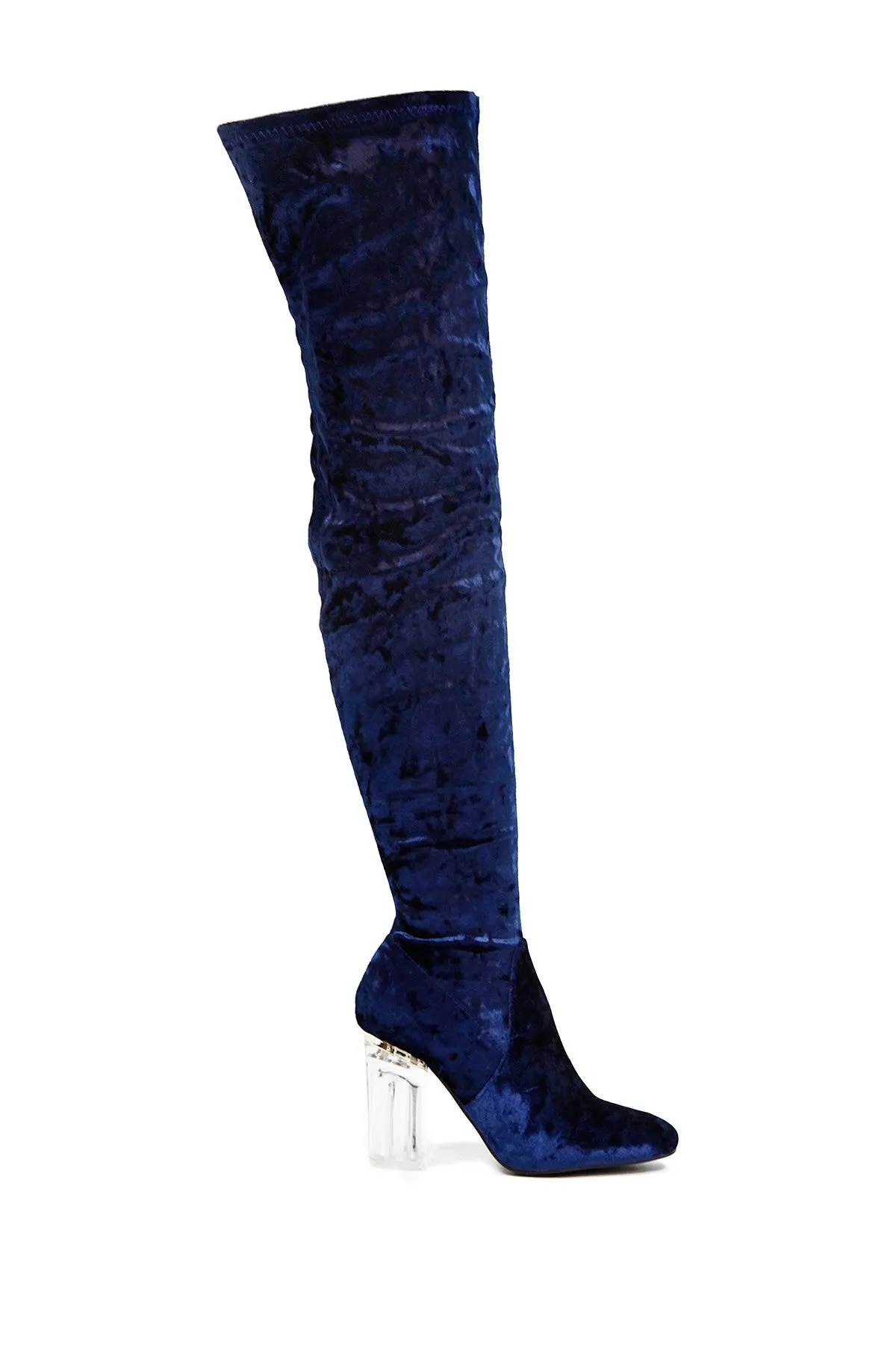 Cape Robbin Fay-15 Over The Knee Stretch Glass Heel Thigh High Boots