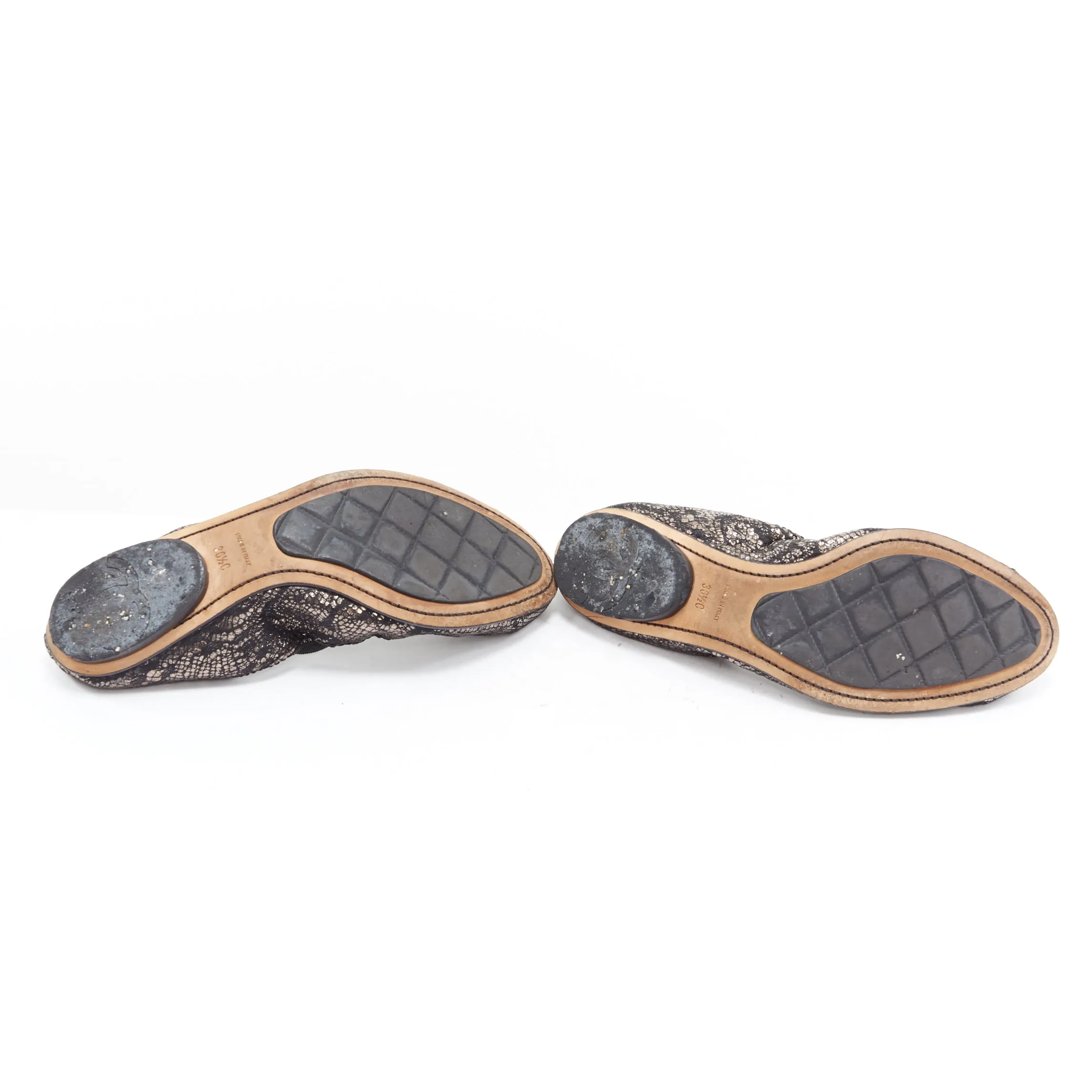 CHANEL metallic copper black print stretch fit flat ballerina flats EU36.5C