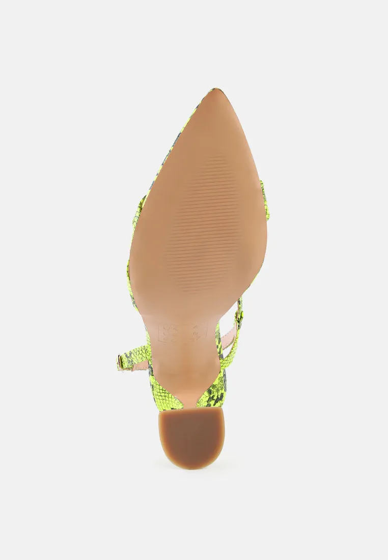 Cherry tart snake print spool heel sandals