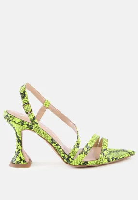 Cherry tart snake print spool heel sandals