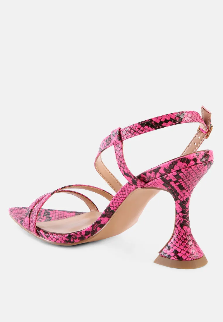 Cherry tart snake print spool heel sandals