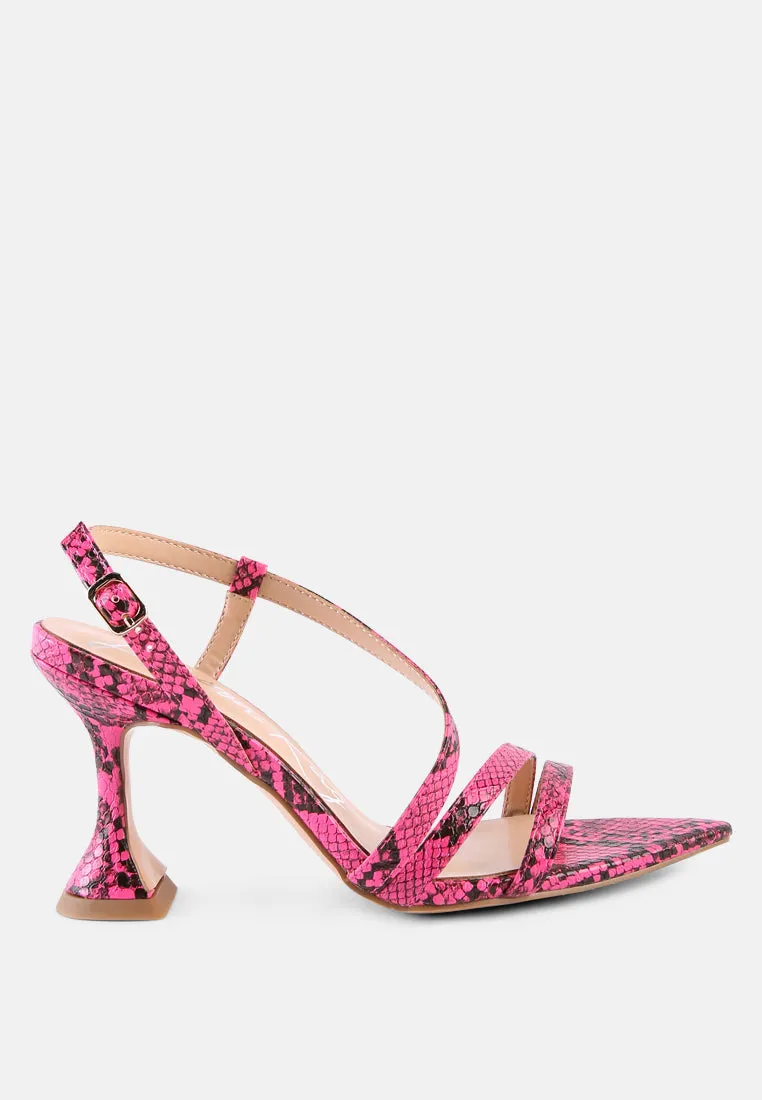 Cherry tart snake print spool heel sandals