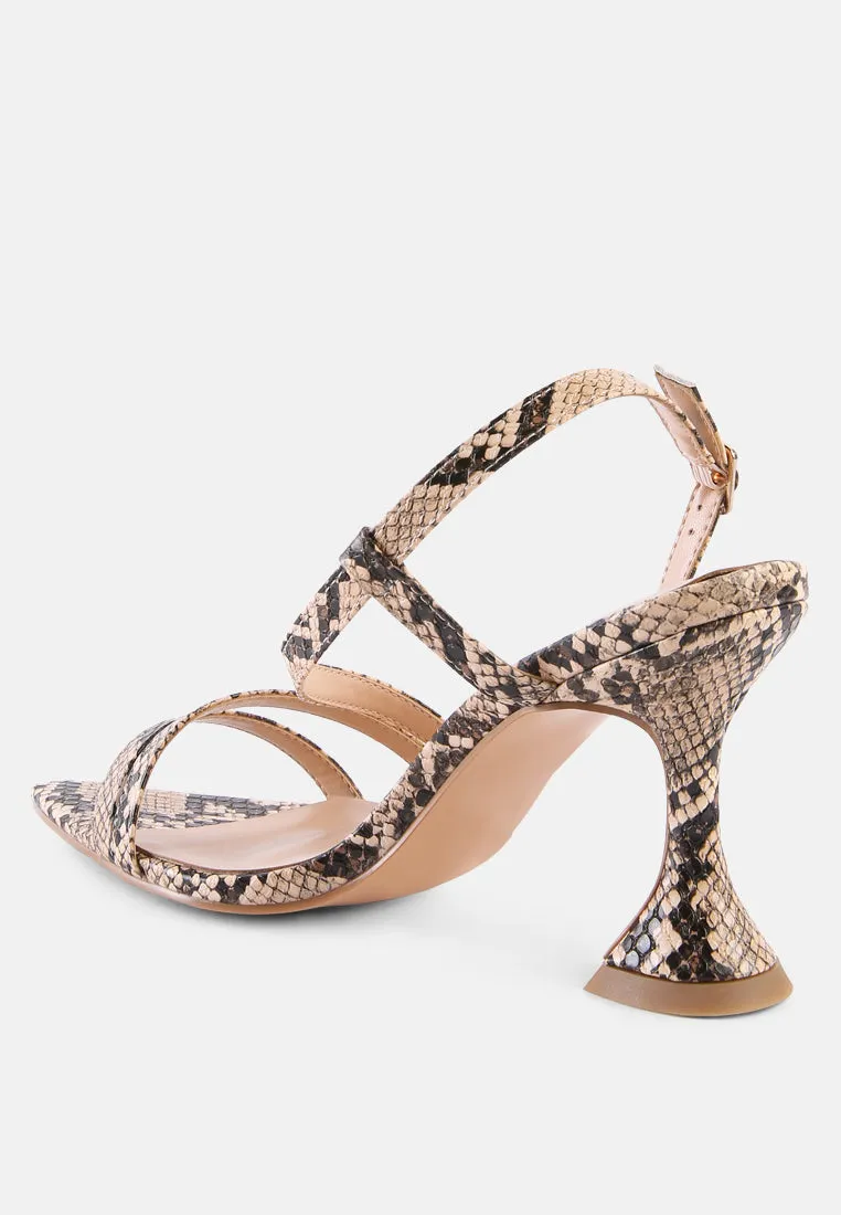 Cherry tart snake print spool heel sandals