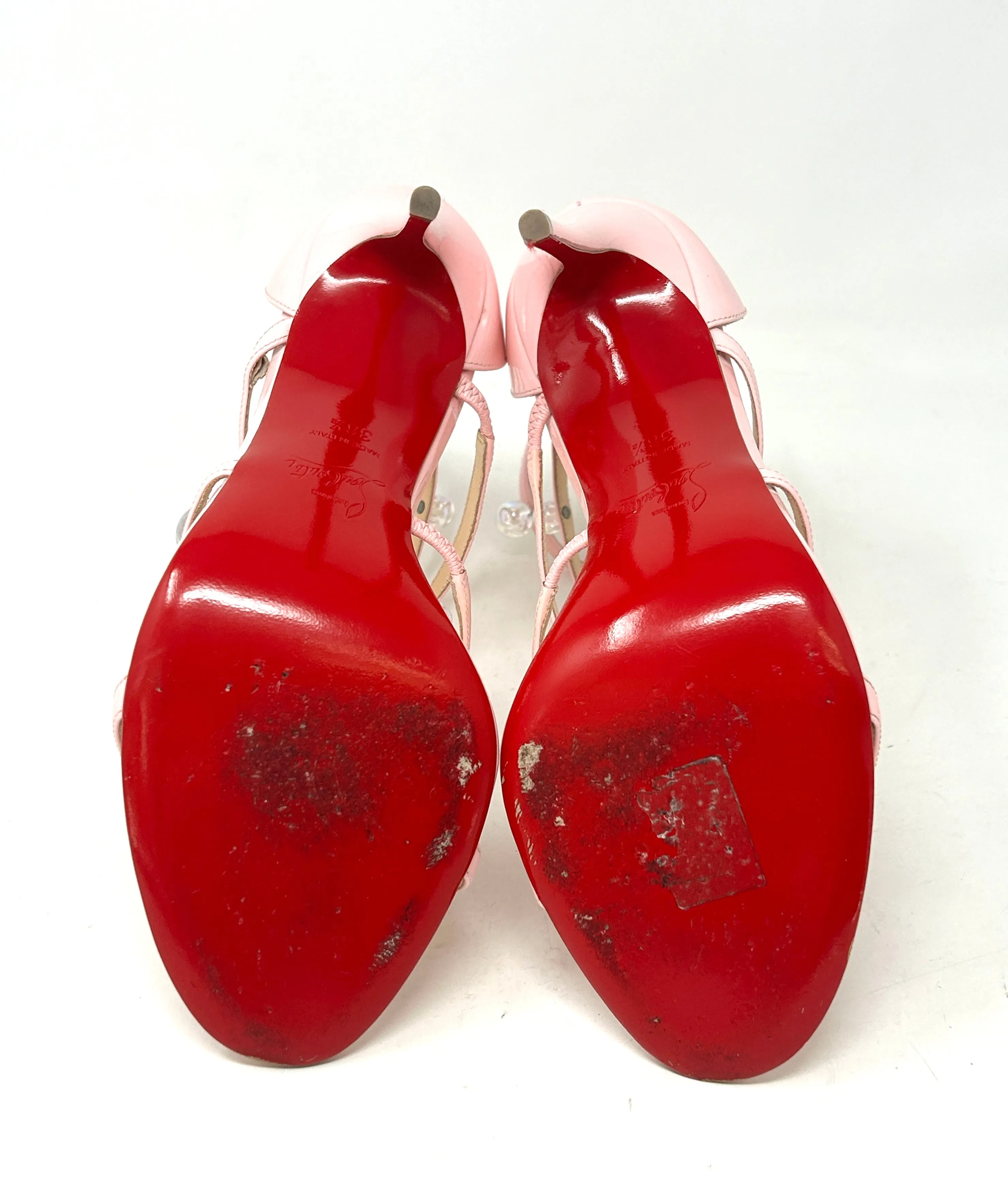 Christian Louboutin Atonana 100 Pink Patent Leather Strappy Heel Sandals 38.5 UK 5.5