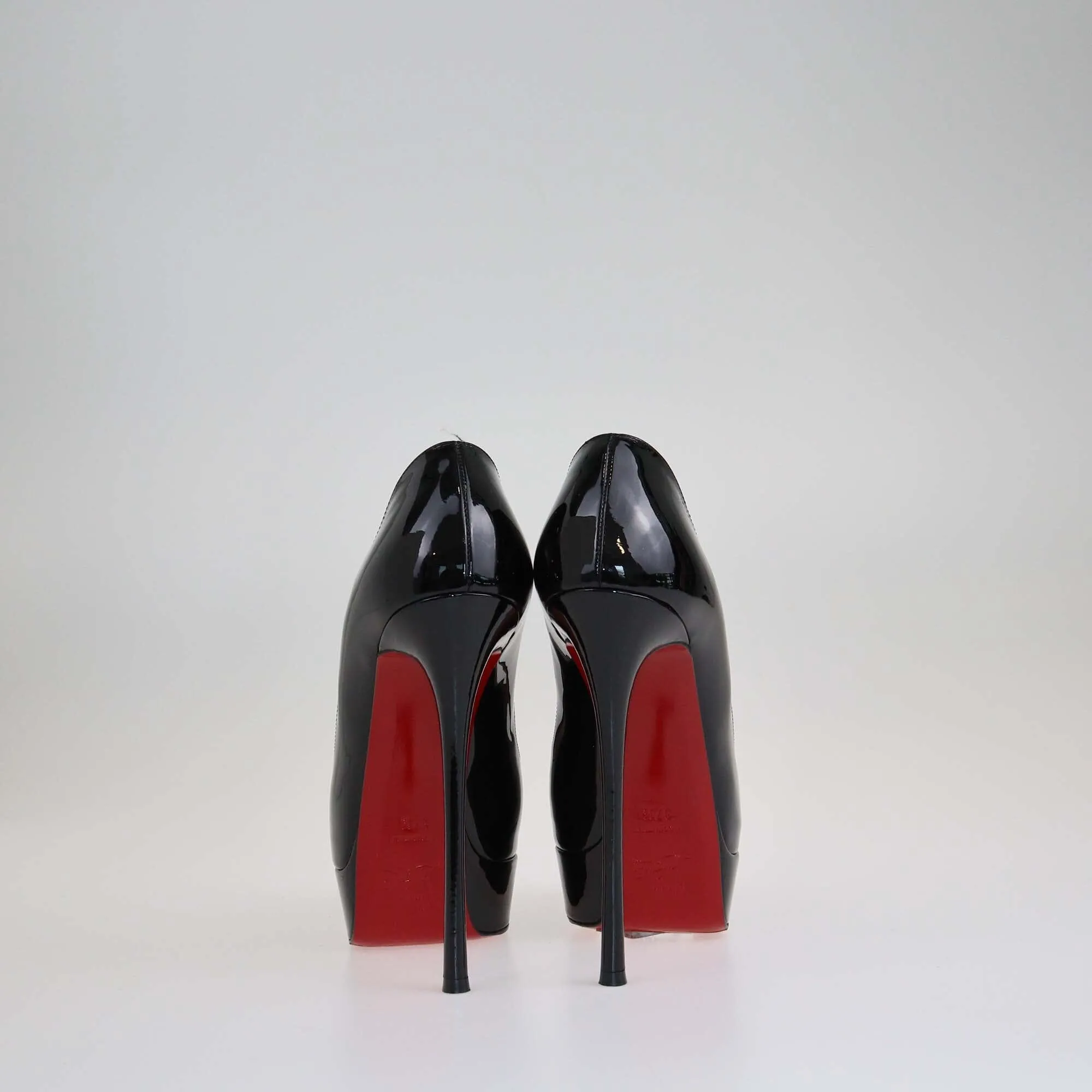 Christian Louboutin Black Chick Up Alta Peep Toe Pumps