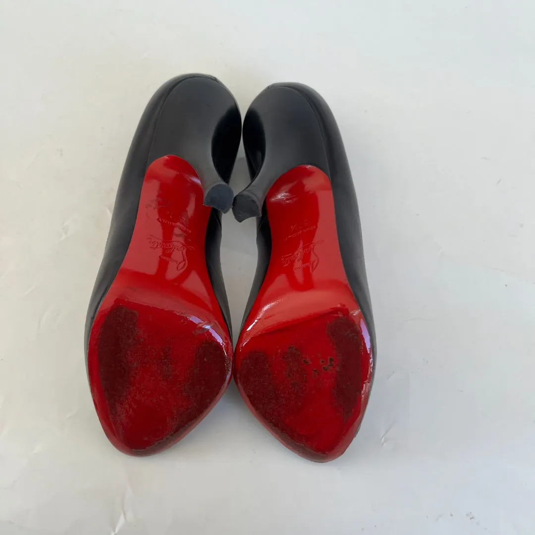 Christian Louboutin black leather peep toe pumps, 37.5