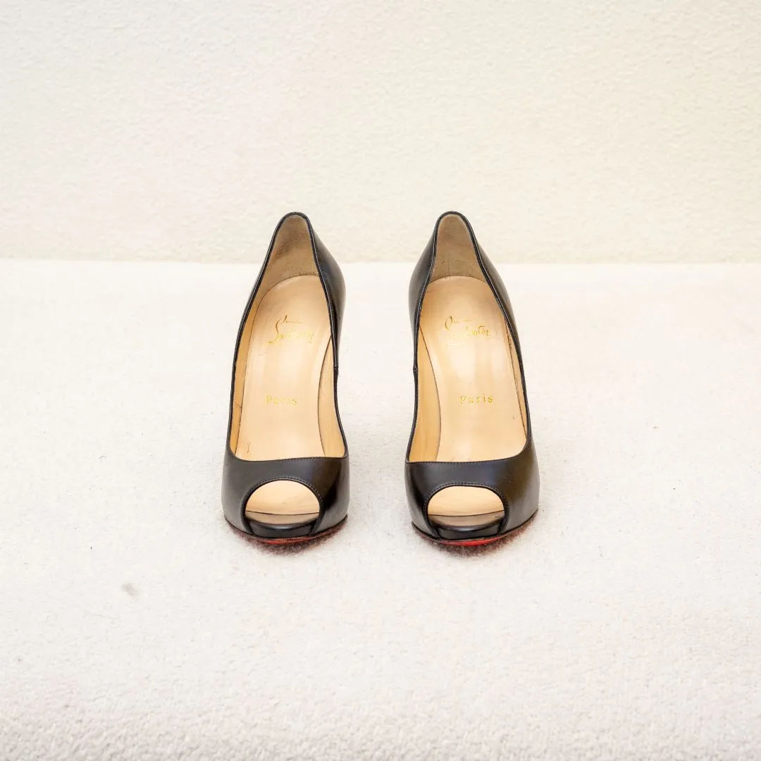 Christian Louboutin black leather peep toe pumps, 37.5