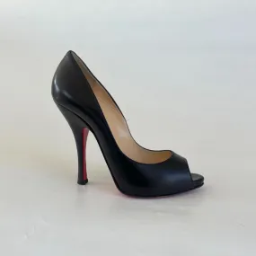 Christian Louboutin black leather peep toe pumps, 37.5