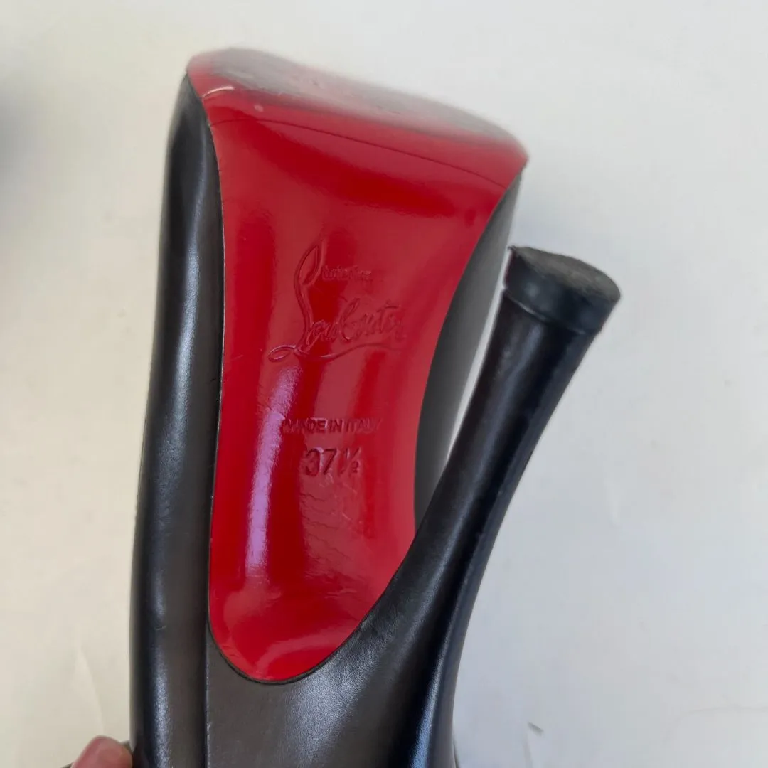 Christian Louboutin black leather peep toe pumps, 37.5
