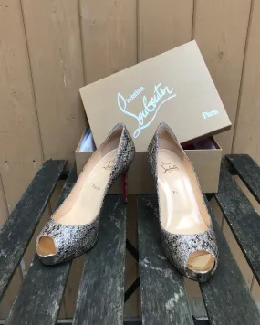 CHRISTIAN LOUBOUTIN Metallic Gold Brown Peep-toe Platform High Heel Pumps