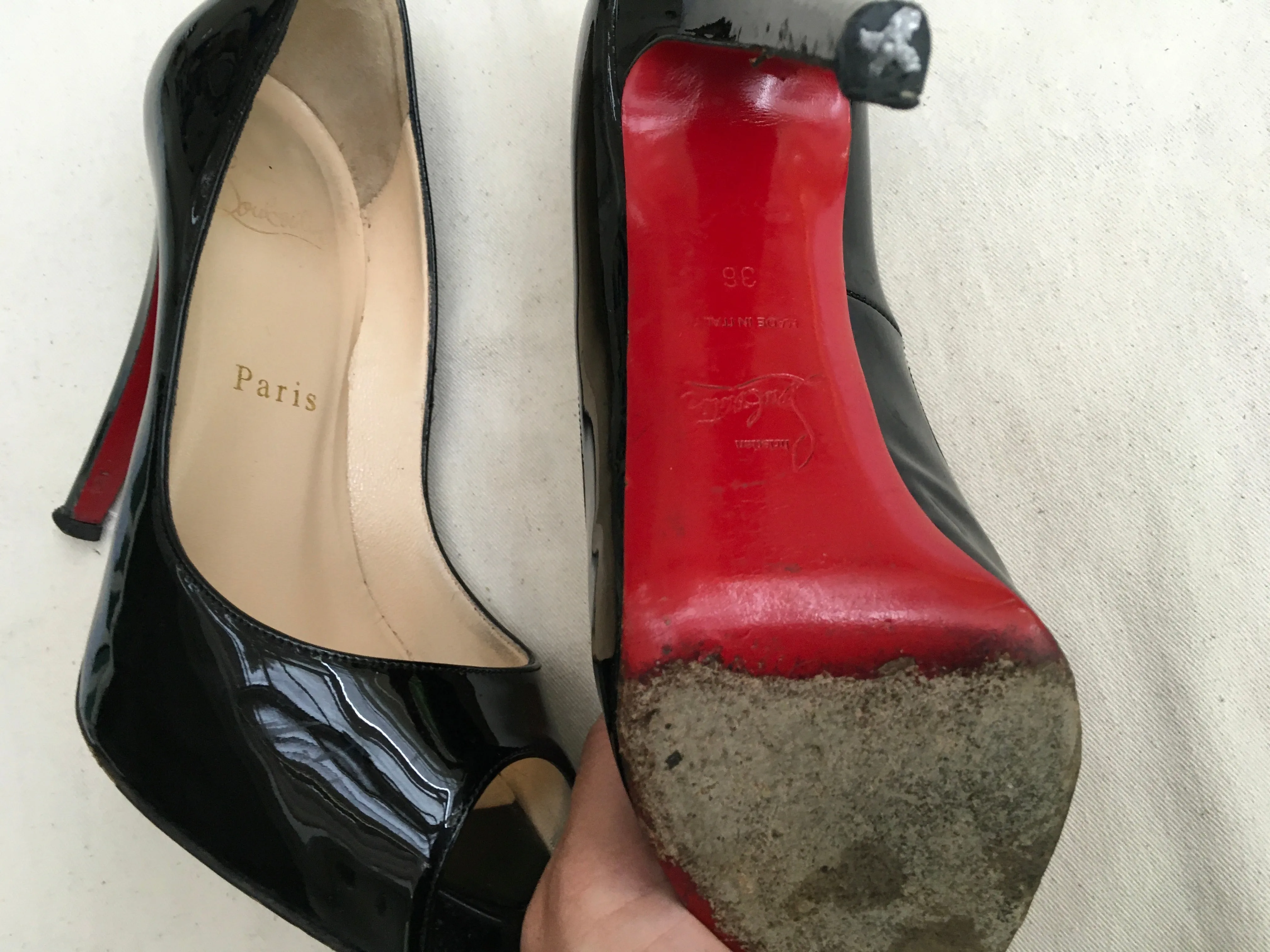 Christian Louboutin Patent Leather Peep-Toe Pumps Shoes 36 US 6 UK 3 Ladies