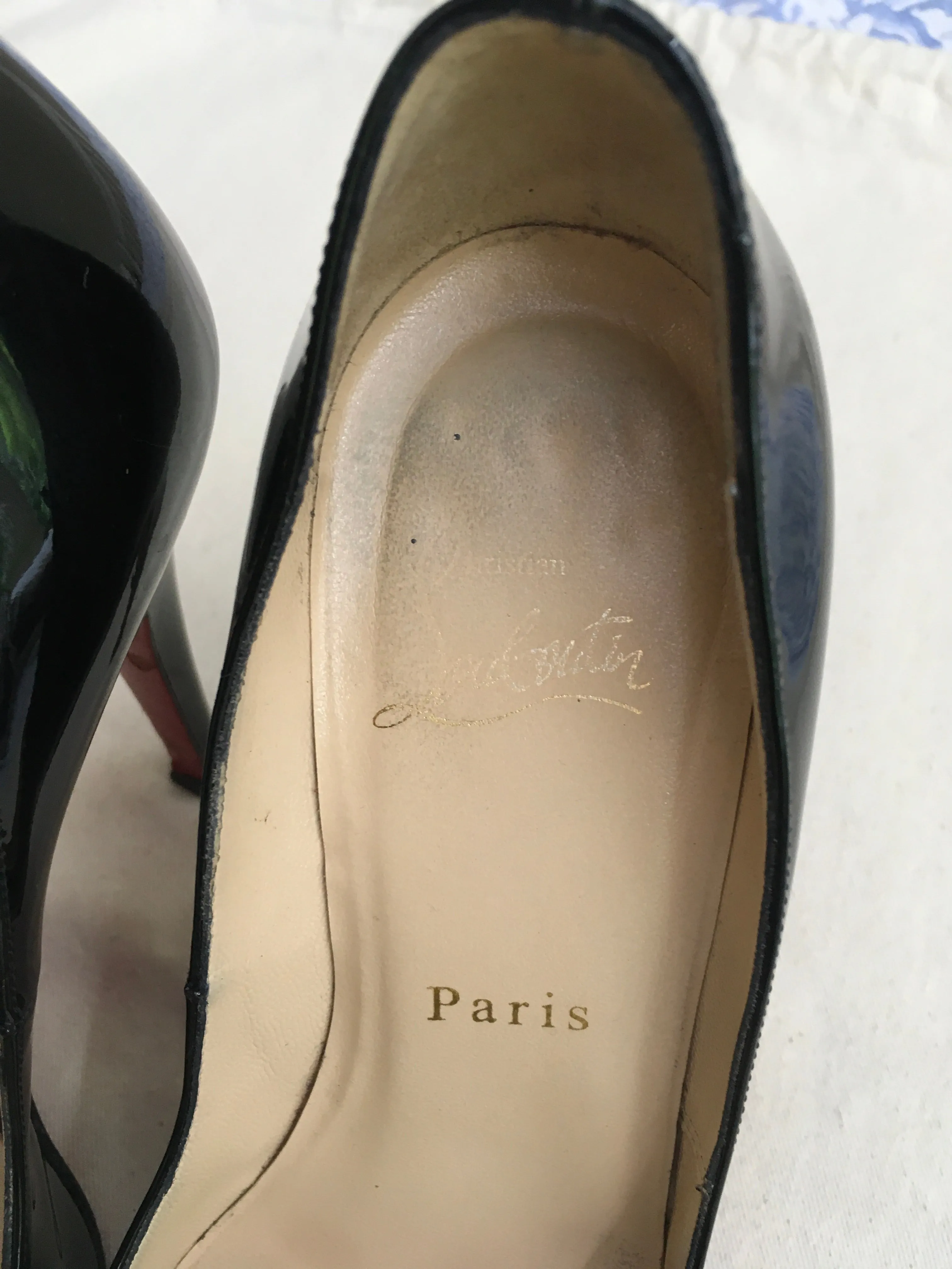 Christian Louboutin Patent Leather Peep-Toe Pumps Shoes 36 US 6 UK 3 Ladies