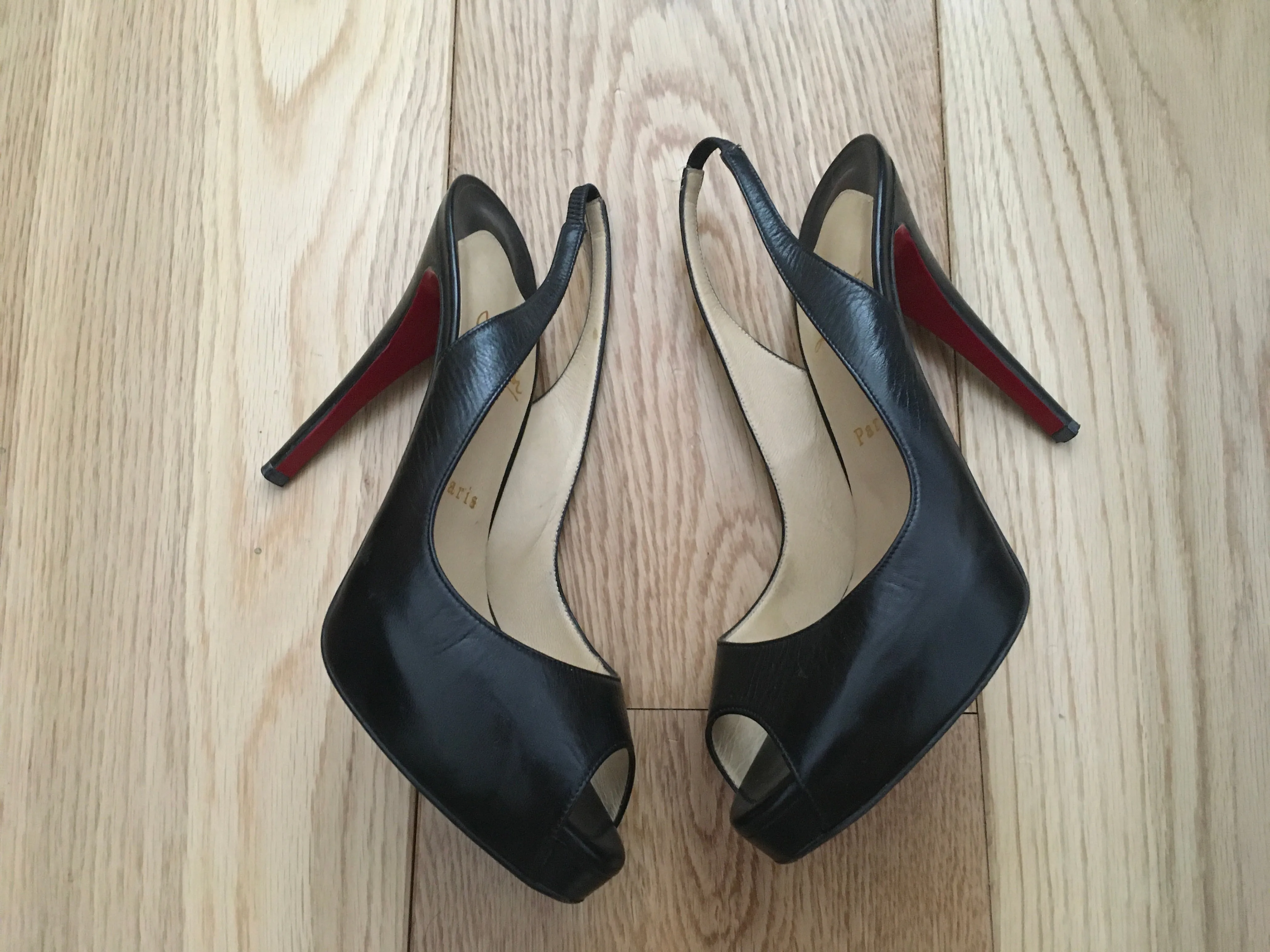 Christian Louboutin peep-toe slingback pumps Shoes 39.5 ladies