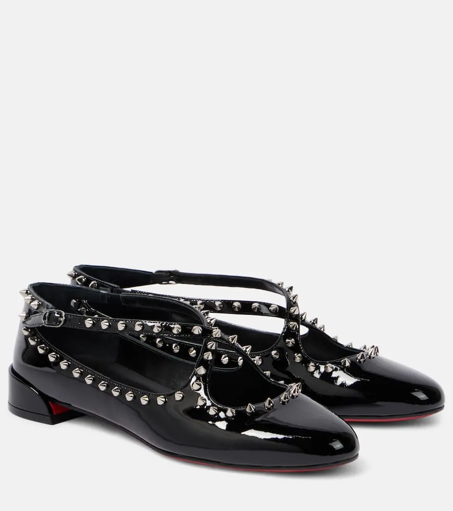 Christian Louboutin Pilouta Jane spiked patent leather ballet flats