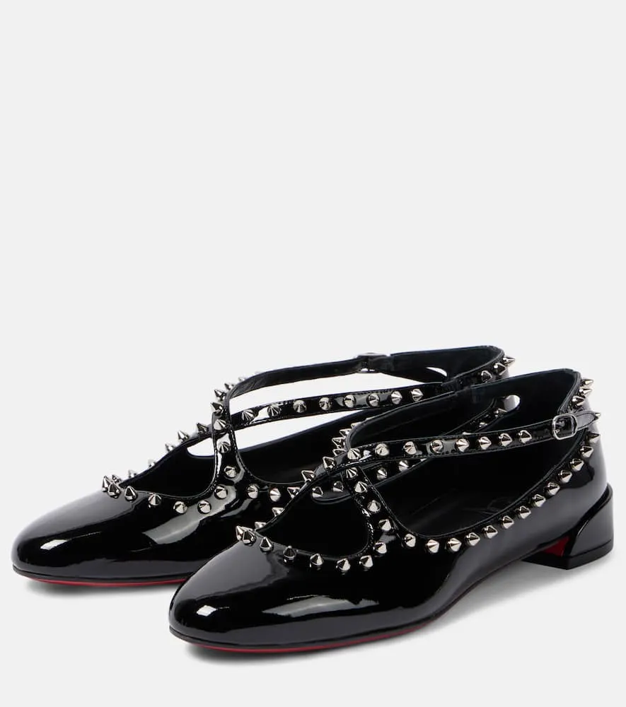 Christian Louboutin Pilouta Jane spiked patent leather ballet flats